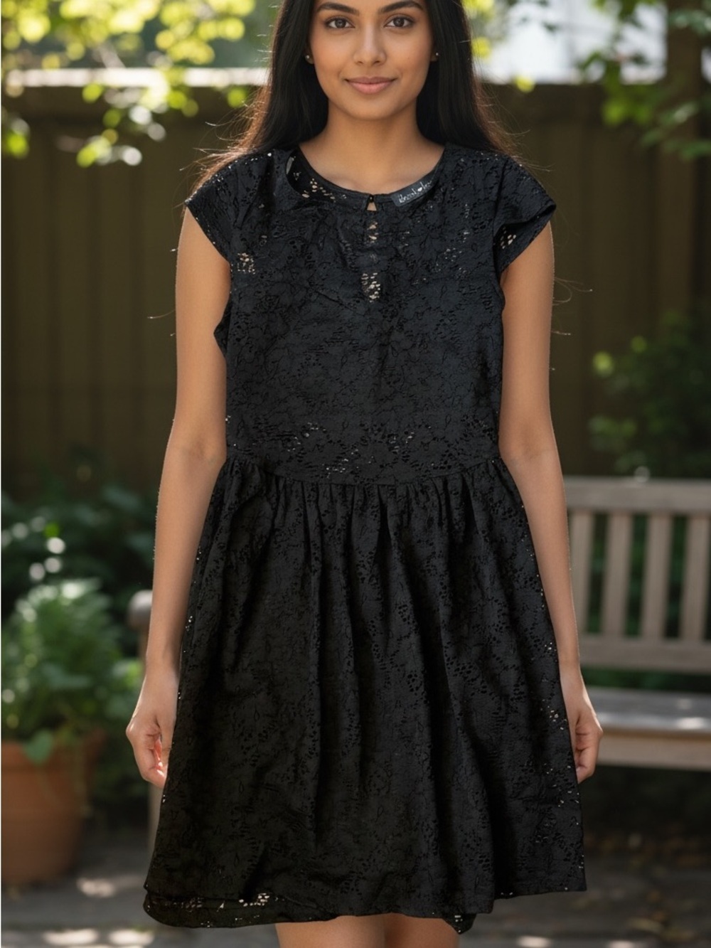 SALE Derek Heart Black Lace Cap-Sleeve Mini Dress